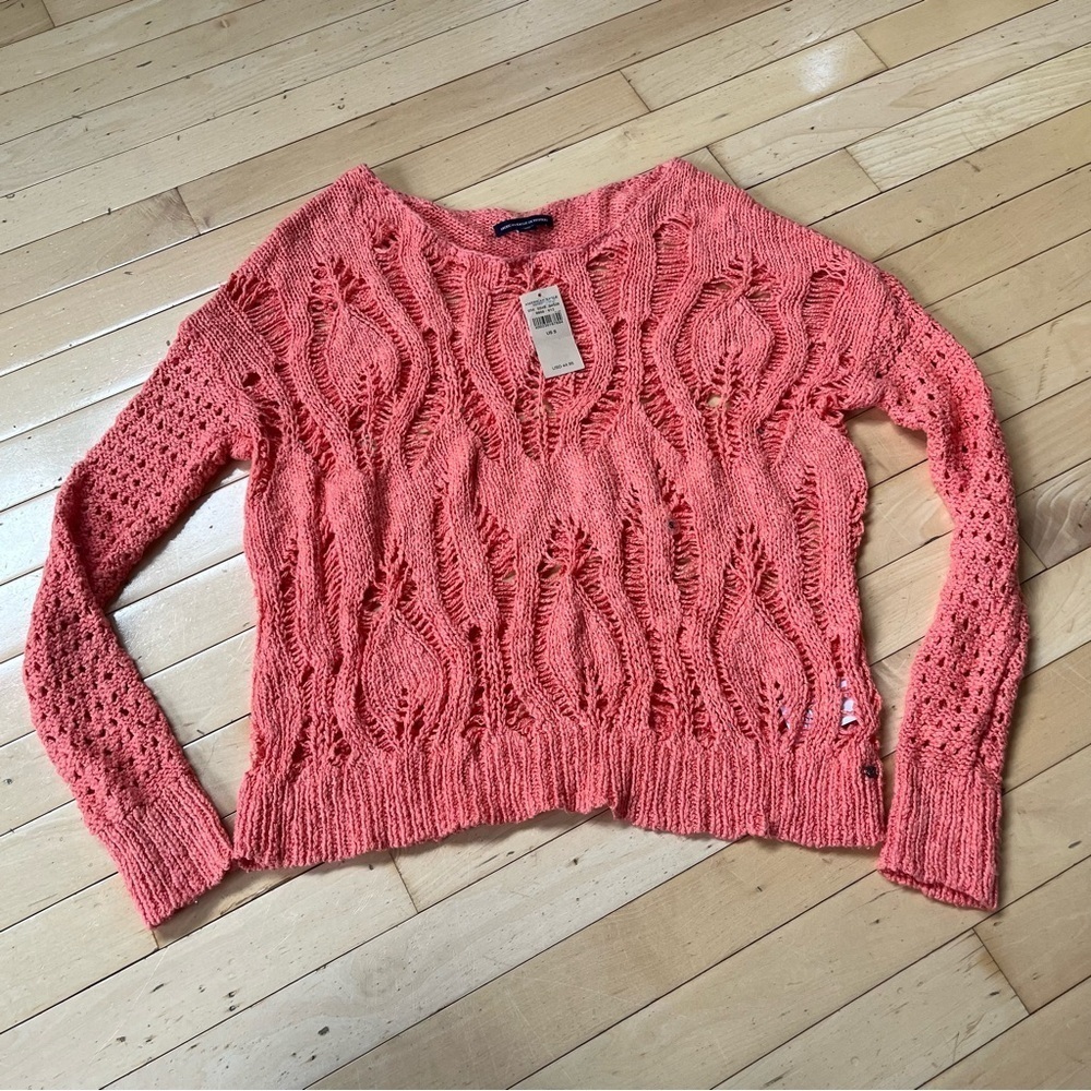 American Eagle Outfitters Pink Sweater NWT Open Loose Knit Sz Small Pretty